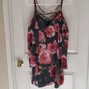 Green floral mini dress